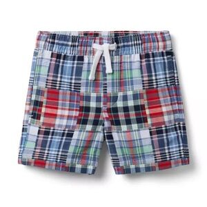NWOT Janie and Jack Shorts & Shirt Set 12-18M Cute Red Patchwork Pattern